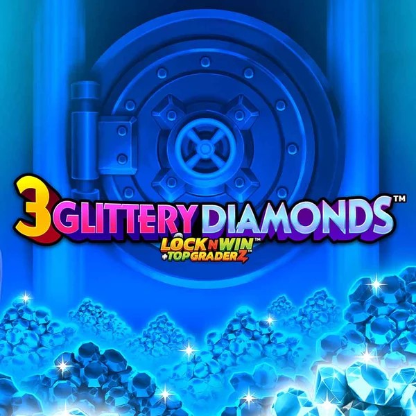 Official Slots logo: 3 Glittery Diamonds by PearFiction Studios at Gambloria Casino